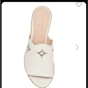 Kate Spade new York Tia Espadrille Wedge Leather Sandals White 10